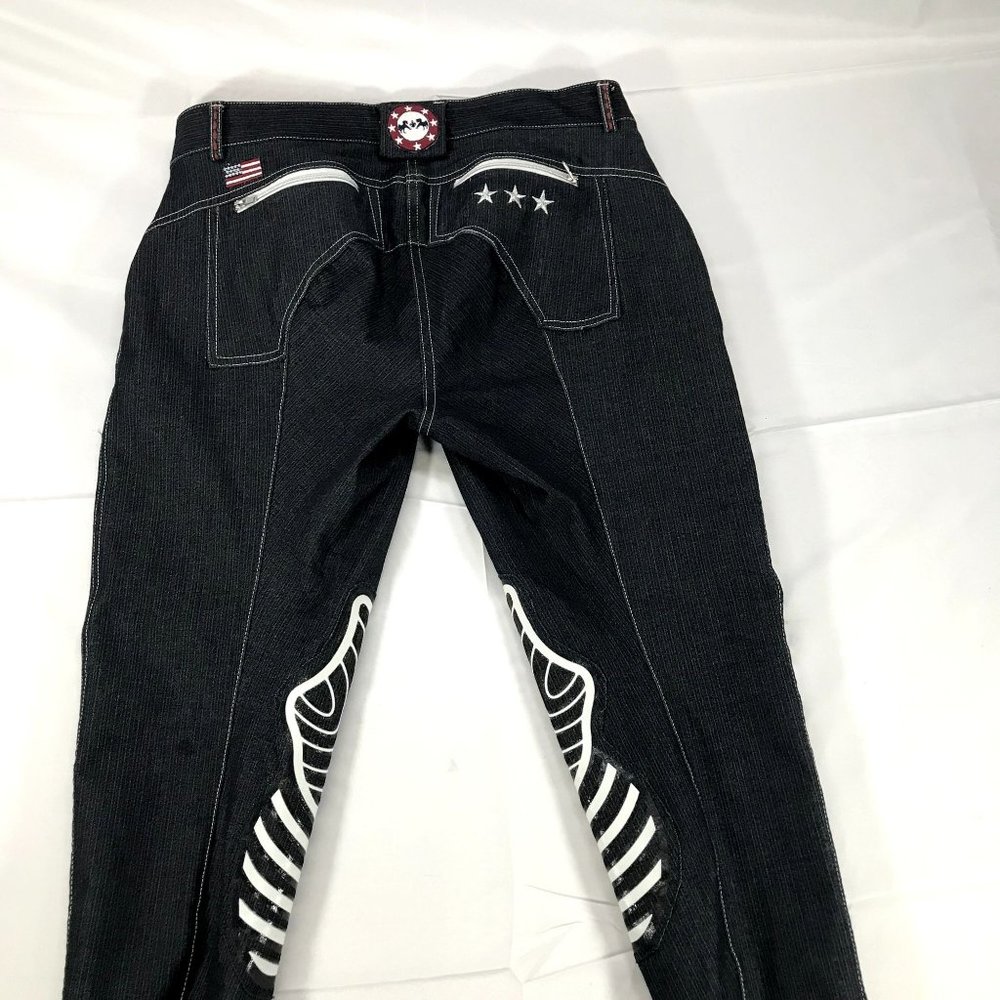 Equine Couture Breeches Stars & Stripes Denim Navy Blue Riding Pants 32